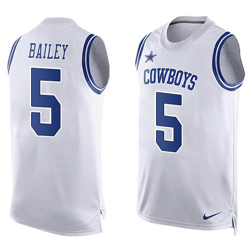  Cowboys #5 Dan Bailey White Men's Stitched NFL Limited Tank Top Jersey